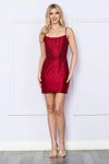 Cocktail Dresses Homecoming Fitted Short Beaded Corset Cocktail Dress Red Wine