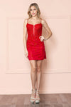 Cocktail dresses Fitted Short Applique Corset Cocktail Dress Red