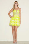 Cocktail Dresses Homecoming Short Applique A Line Tiered Cocktail Dress Yellow
