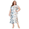 Plus Size Dresses Printed Tiered Plus Size Tea Length Dress Ivory Multi