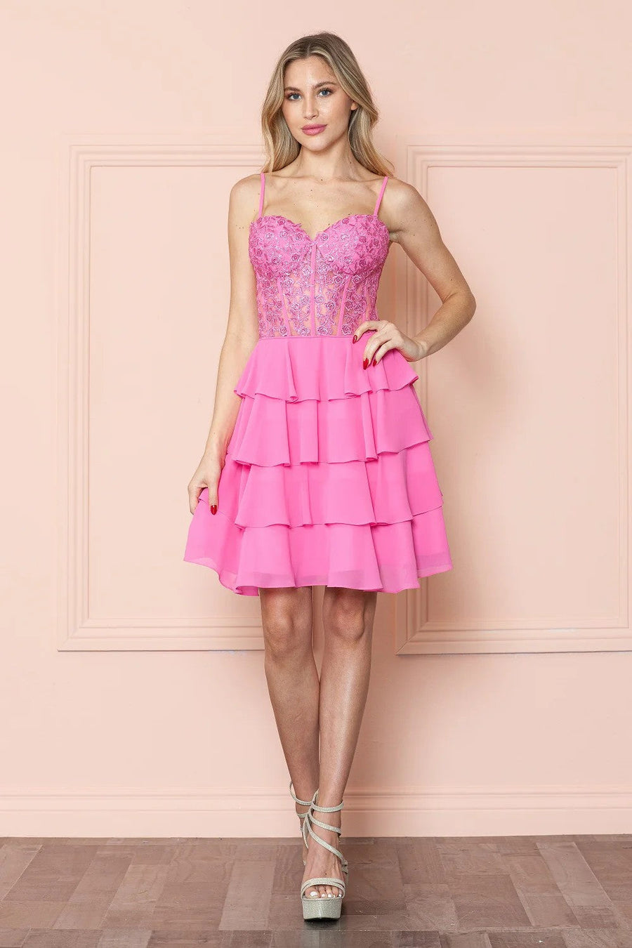 Cocktail Dresses Homecoming Prom Short A Line Tiered Cocktail Dress Pink