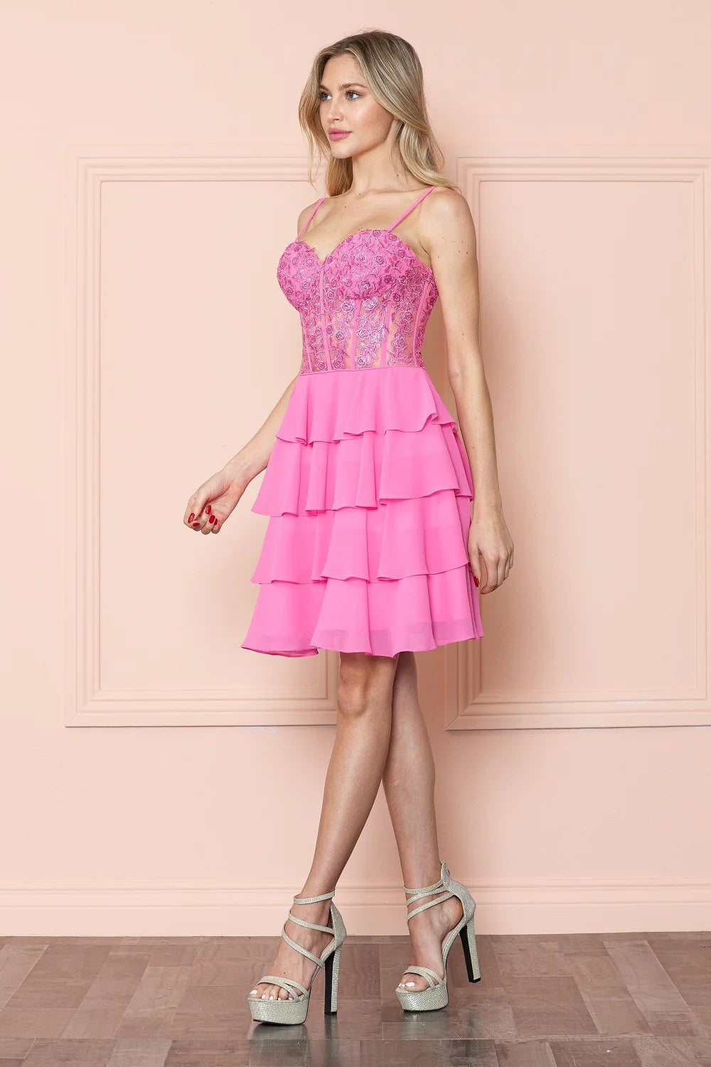 Cocktail Dresses Homecoming Prom Short A Line Tiered Cocktail Dress Pink