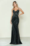 Prom Dresses Long Beaded Formal Fitted Prom Dress Black/Silver