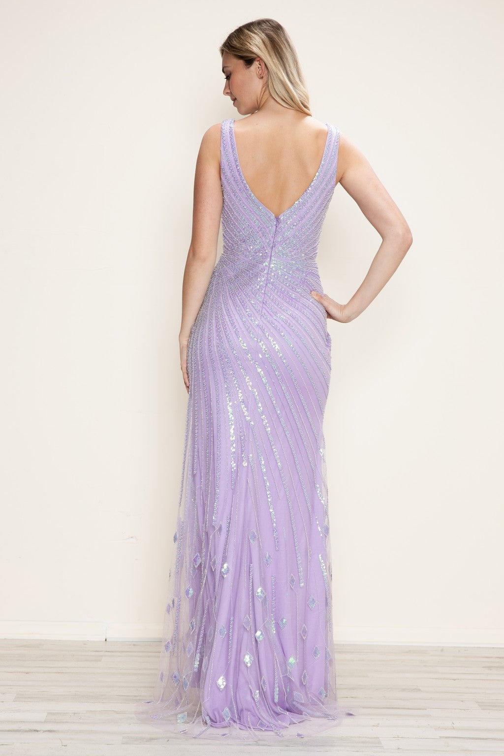 فستان بولي يو إس إيه 9522 الرسمي الطويل الملائم لحفلات التخرج والمزين بالترتر