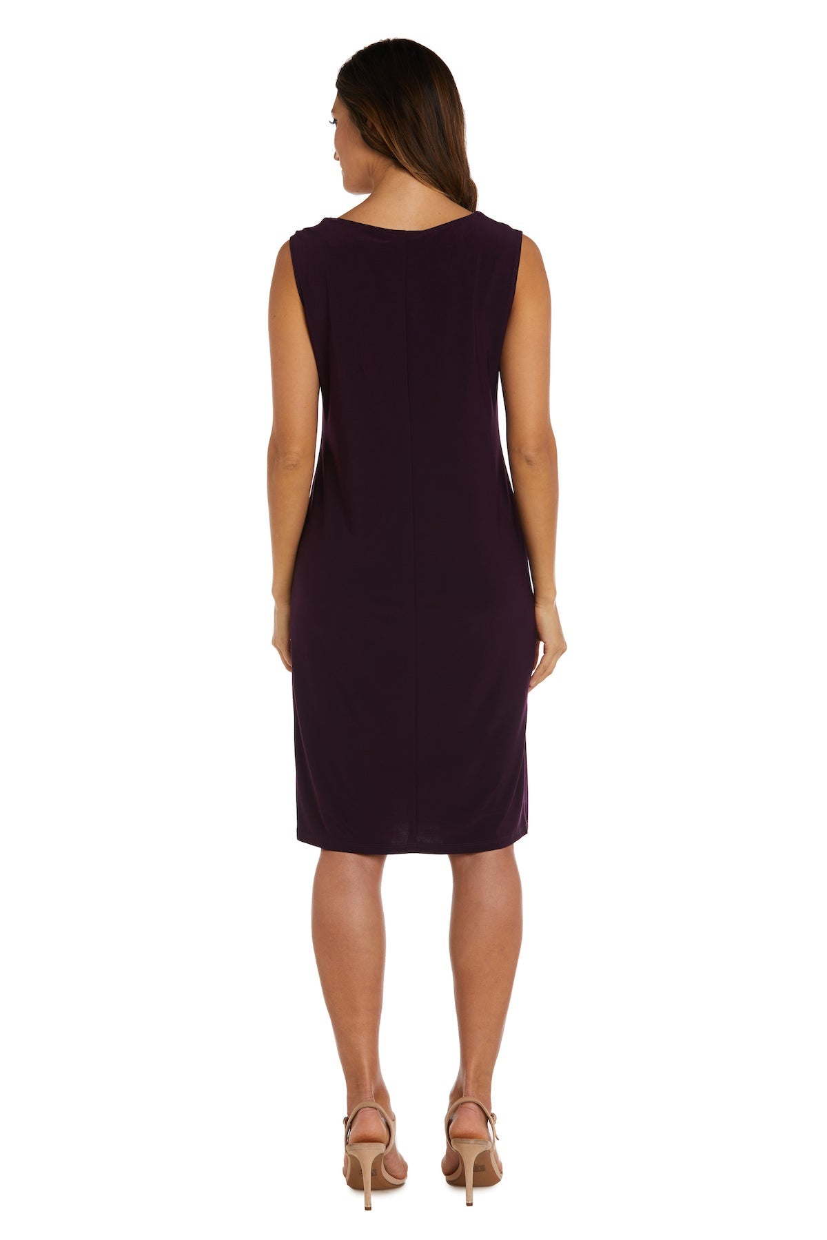 Formal Dresses Fitted Short Floral Formal Jacket Petite Dress  Eggplant