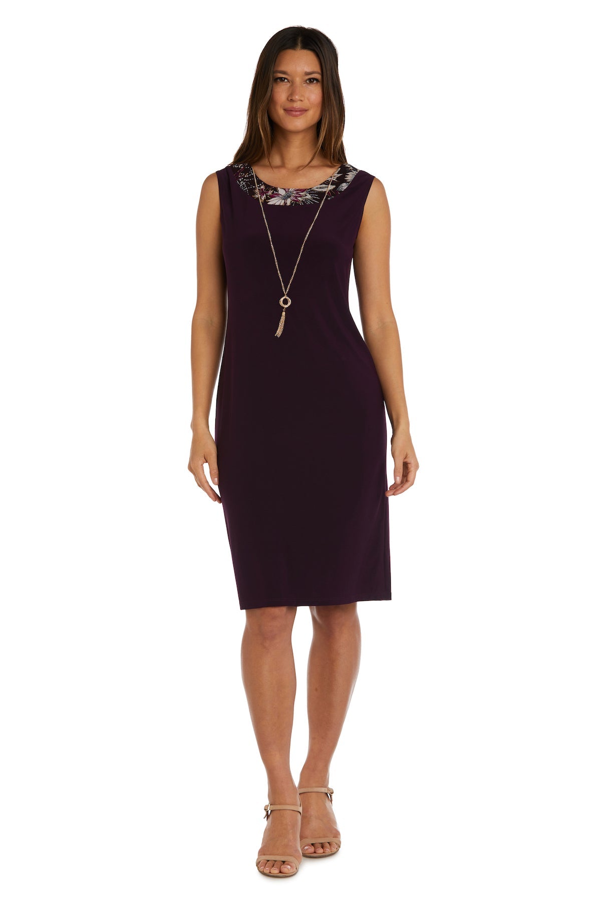 Formal Dresses Fitted Short Floral Formal Jacket Petite Dress  Eggplant