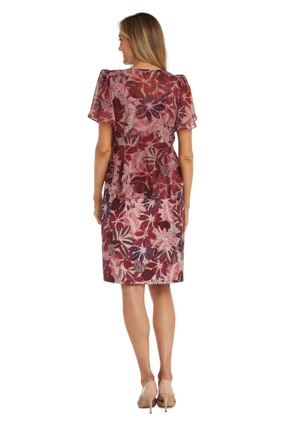 Formal Dresses Floral Print Short Formal Dress Burgundy