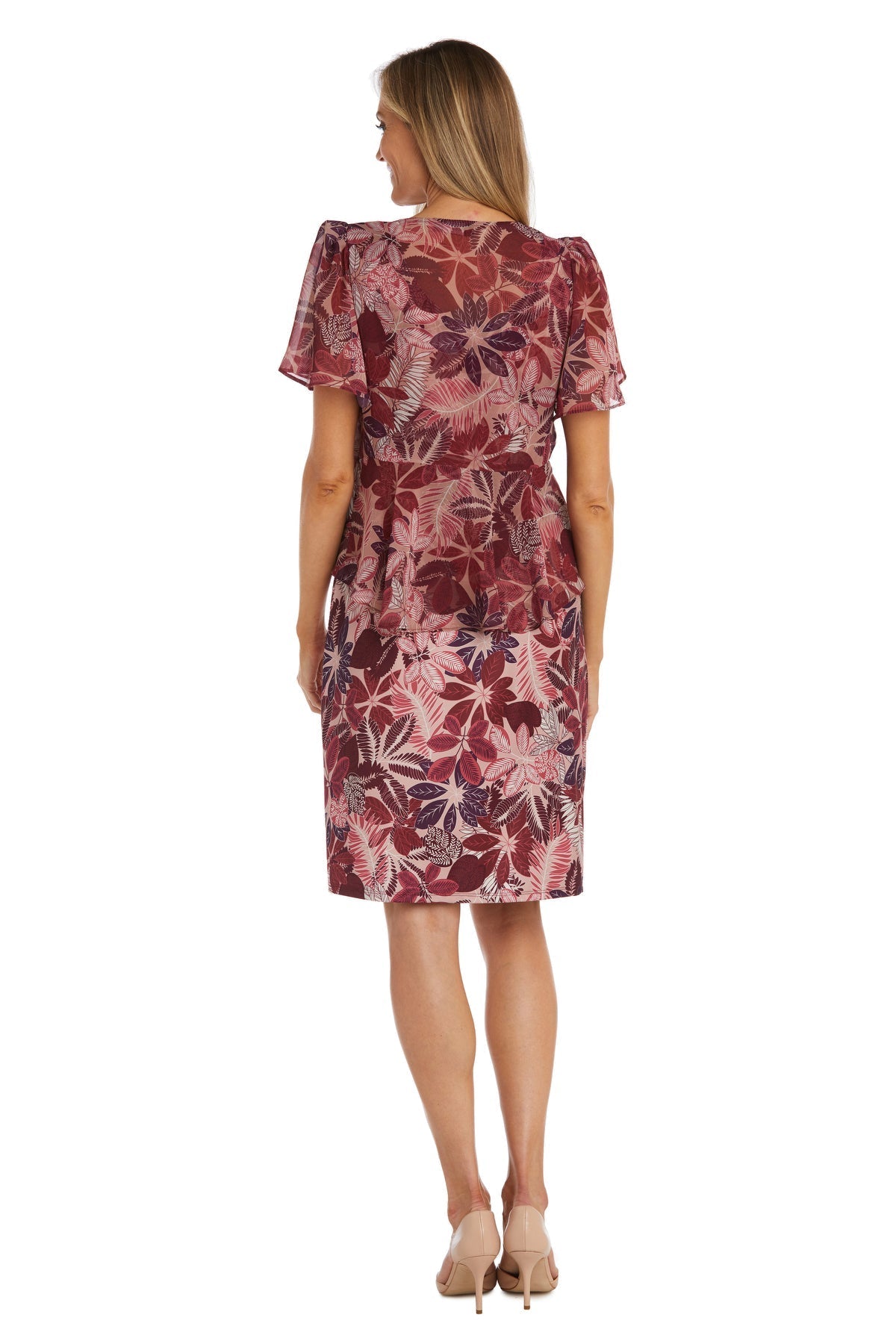 Formal Dresses Floral Print Short Formal Dress Burgundy