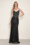 Prom Dresses Long Beaded Formal Fitted Prom Dress Black/Silver