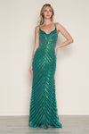 Prom Dresses Long Beaded Formal Fitted Prom Dress Emerald/Silver