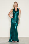 Prom Dresses Fitted Long Formal Mettalic Prom Dress Emerald