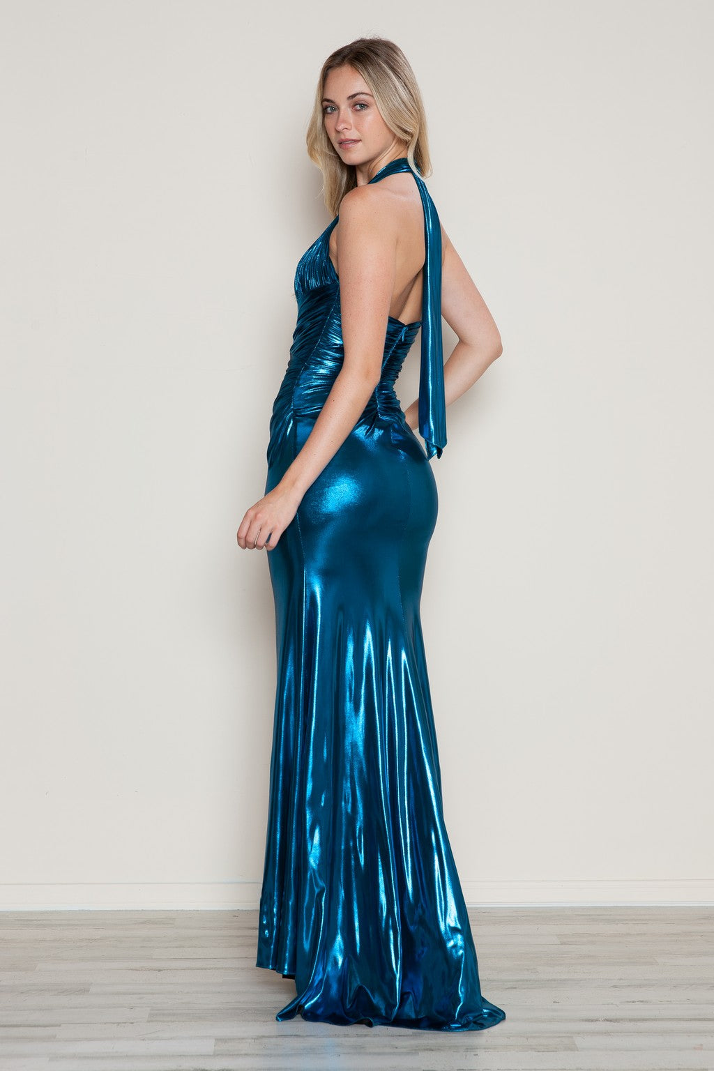 Prom Dresses Fitted Long Formal Mettalic Prom Dress Teal