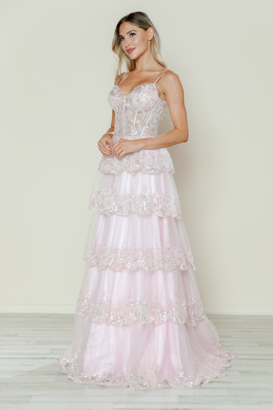 Prom Dresses Long Formal Sequin Corset Prom Dress Blush