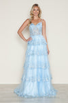 Prom Dresses Long Formal Sequin Corset Prom Dress Blue