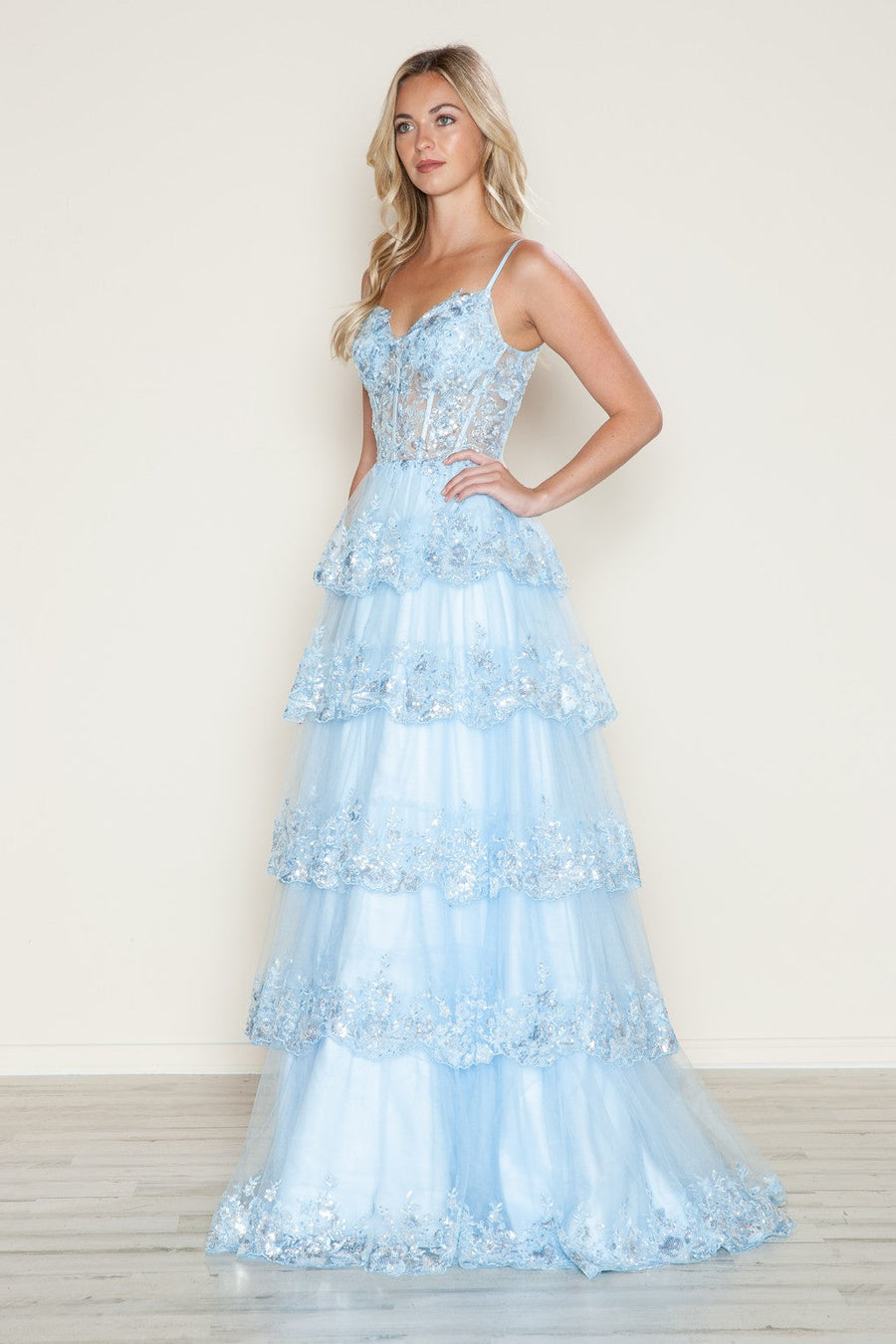 Prom Dresses Long Formal Sequin Corset Prom Dress Blue