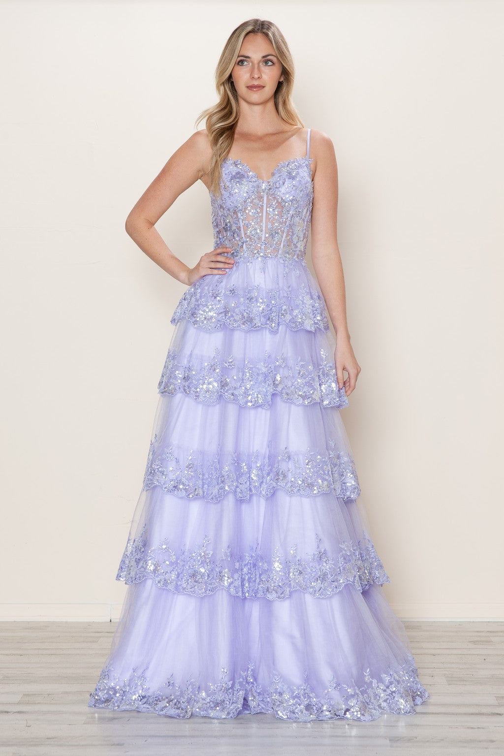 Prom Dresses Long Formal Sequin Corset Prom Dress Lavender