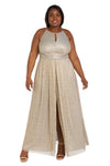 Plus Size Formal Dresses Metallic Crinkle Plus Size Long Dress Gold Silver