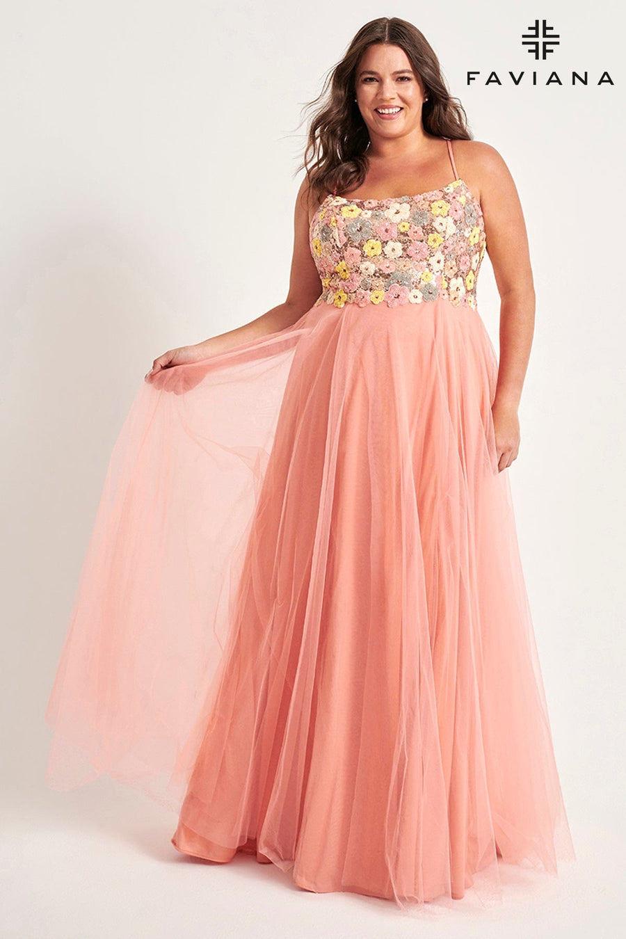 Prom Dresses Long Formal Sequin Floral Plus Size Prom Dress Spring Pink