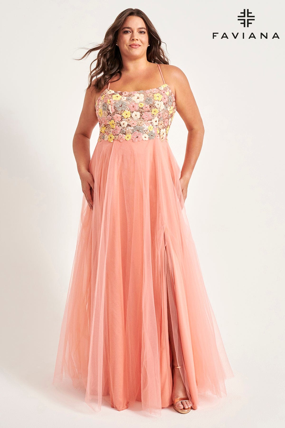 Prom Dresses Long Formal Sequin Floral Plus Size Prom Dress Spring Pink