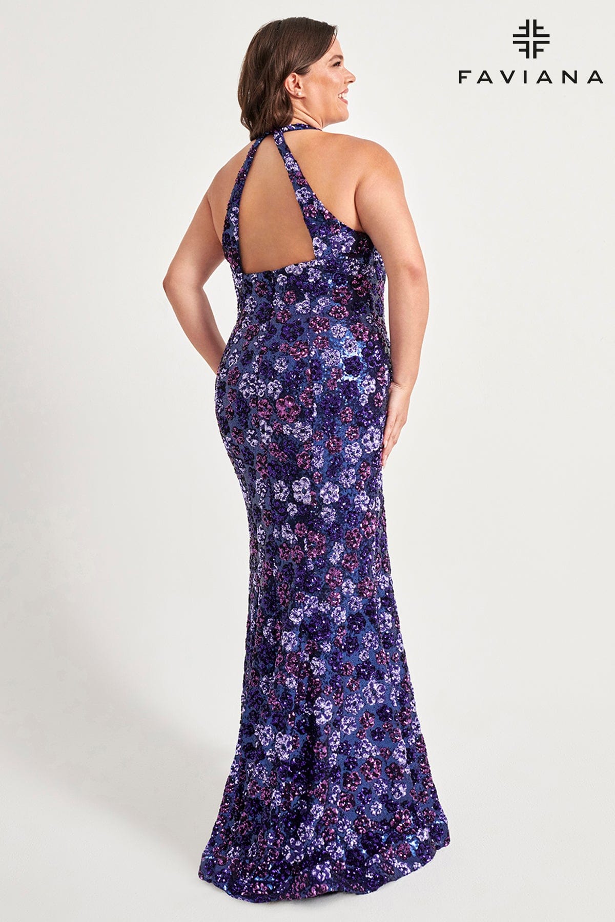 Prom Dresses Plus Size Long Floral Formal Prom Sequin Dress Purple Navy