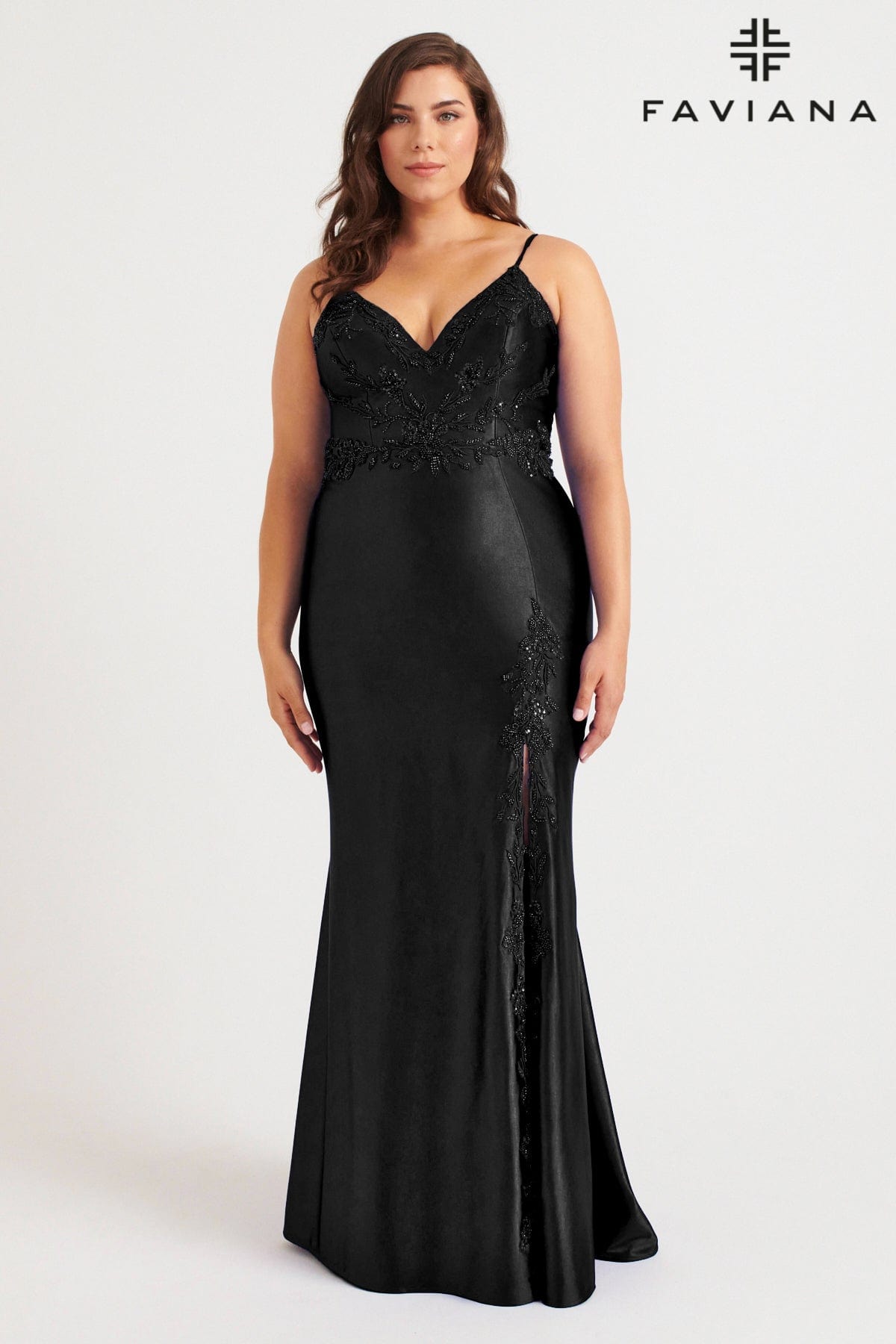 Prom Dresses Long Prom Formal Beaded Plus Size Dress Black