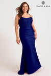 Plus Size Dresses Prom Fitted Long Formal Beaded Corset Plus Size Dress Navy