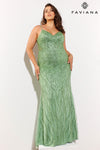 Plus Size Dresses Long Formal Beaded Applique Prom Plus Size Dress Sage