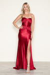 Prom Dresses Fitted Corset Long Formal Slit Prom Dress Red Wine