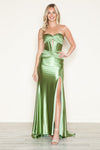 Prom Dresses Fitted Corset Long Formal Slit Prom Dress Sage