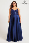 Plus Size Dresses Plus Size Long Formal Sequin Applique Prom Dress Navy