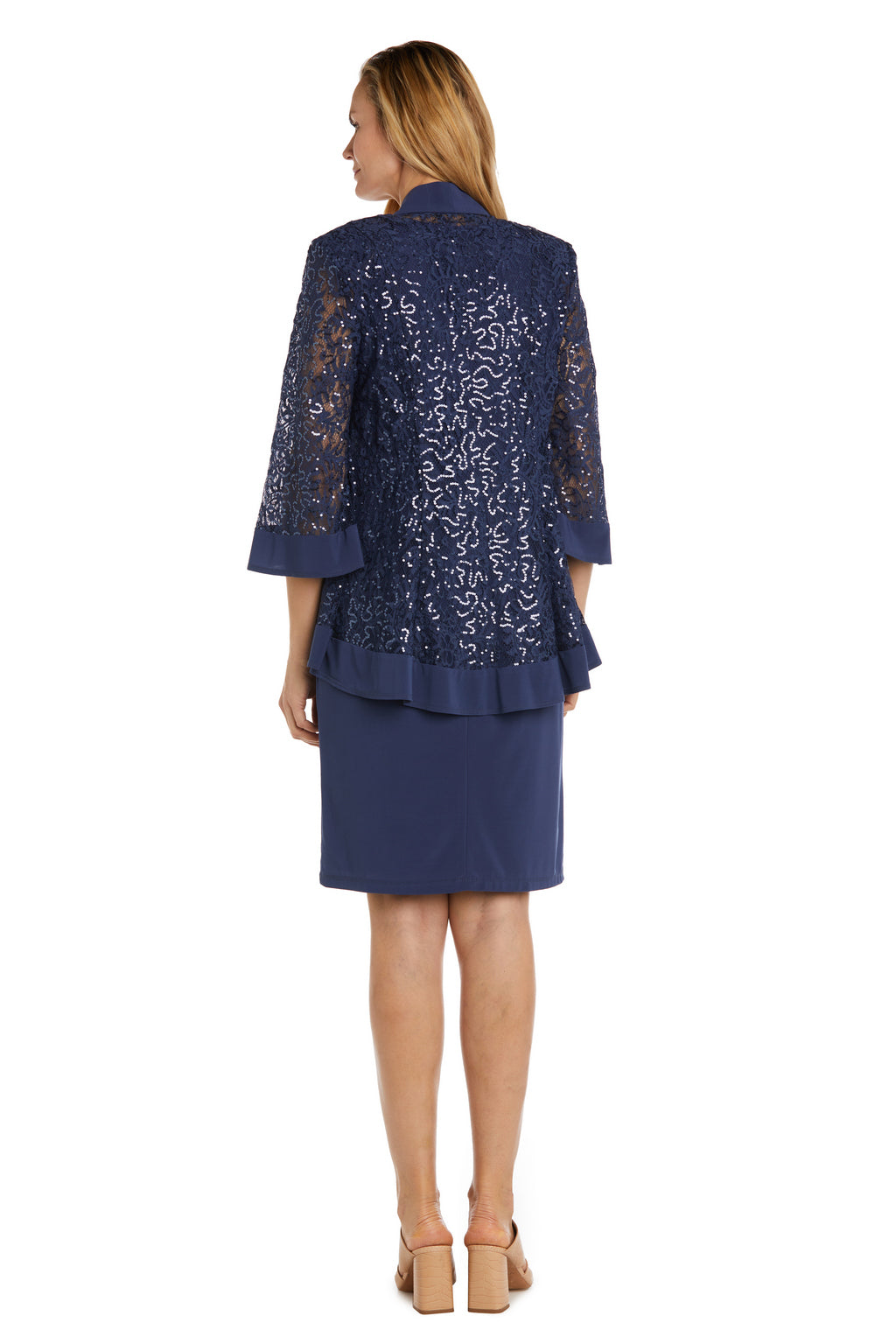 Mother of the Bride Dresses Sequined Short Jacket Dress Cadet