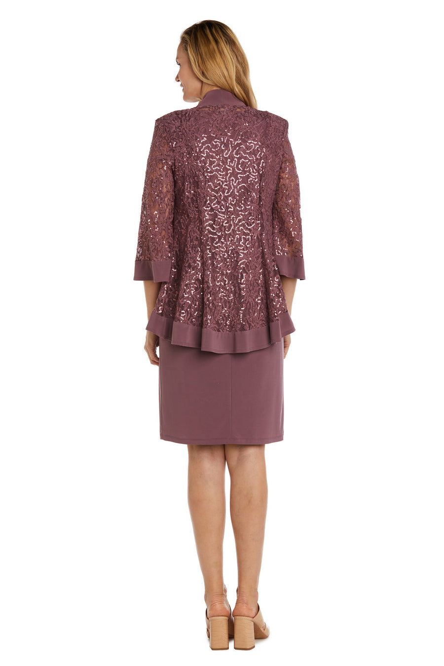 Mother of the Bride Dresses Sequined Short Jacket Dress Dark Rose