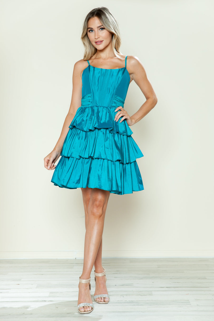 Cocktail Dresses Short Homecoming A Line Tiered Cocktail Dress Teal