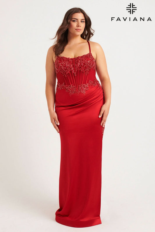 Plus Size Dresses Long Plus Size Formal Corset Prom Dress Red