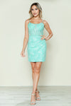 Cocktail Dresses Short Fitted Lace Corset Cocktail Dress Mint