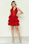 Cocktail Dresses Homecoming Sequin Applique Short Cocktail Dress Red