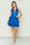 Cocktail Dresses Homecoming Sequin Applique Short Cocktail Dress Royal