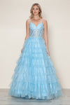 Prom Dresses Long Ball Gown Formal Ruffle Prom Dress Blue