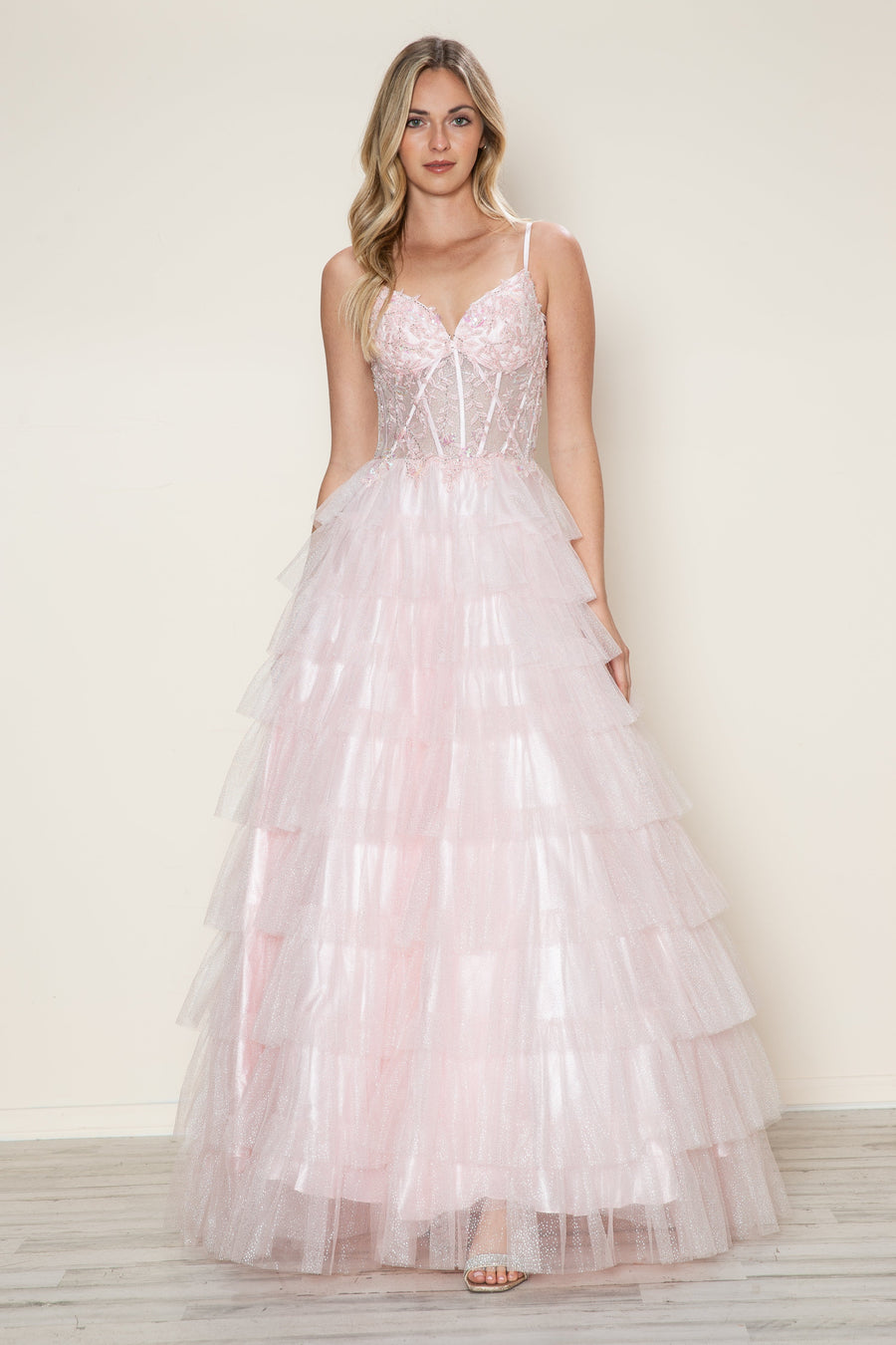 Prom Dresses Long Ball Gown Formal Ruffle Prom Dress Rose