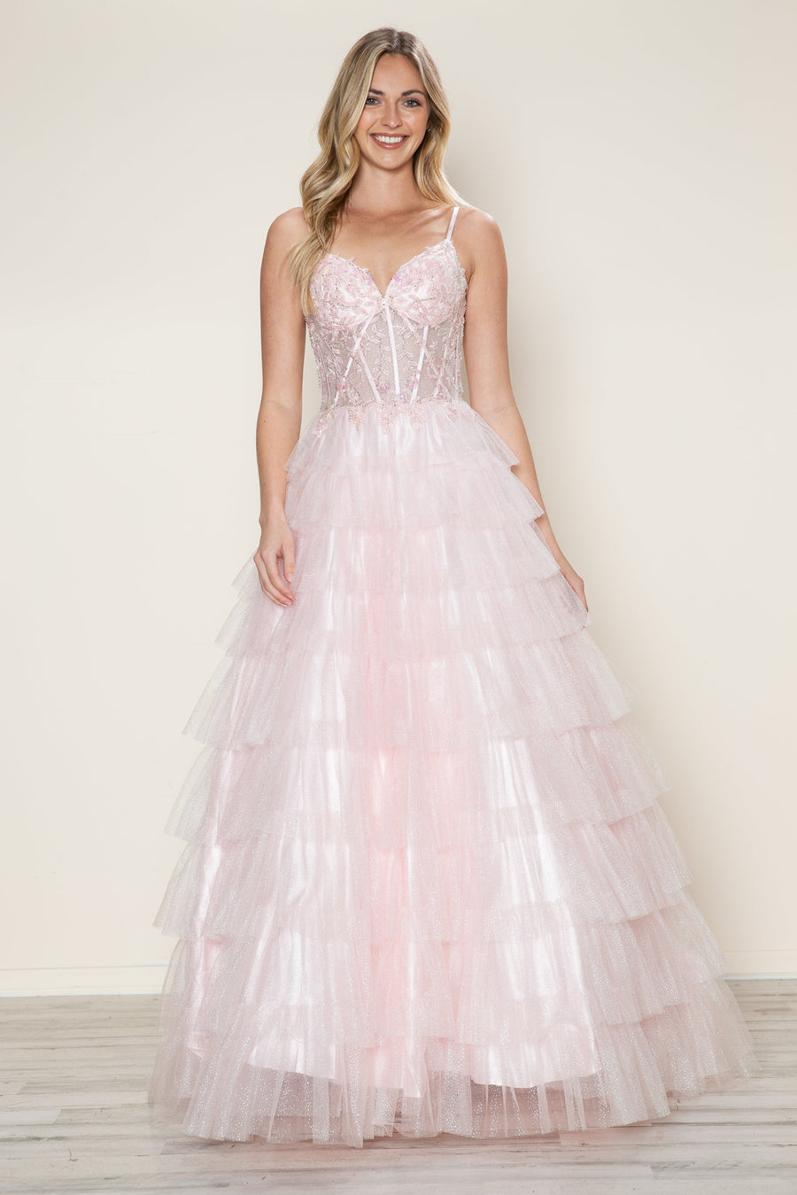 Prom Dresses Long Ball Gown Formal Ruffle Prom Dress Rose