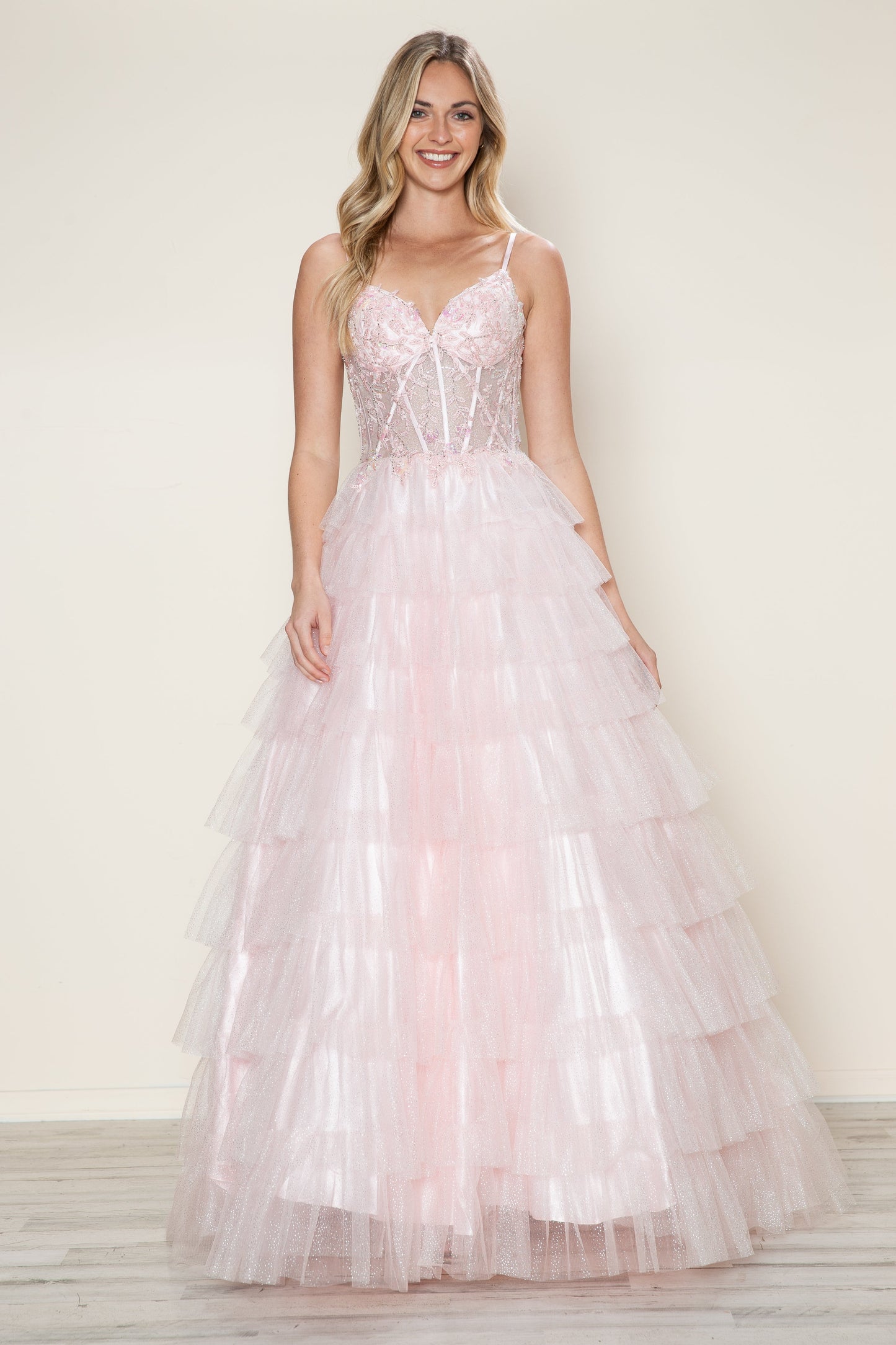 Prom Dresses Long Ball Gown Formal Ruffle Prom Dress Rose
