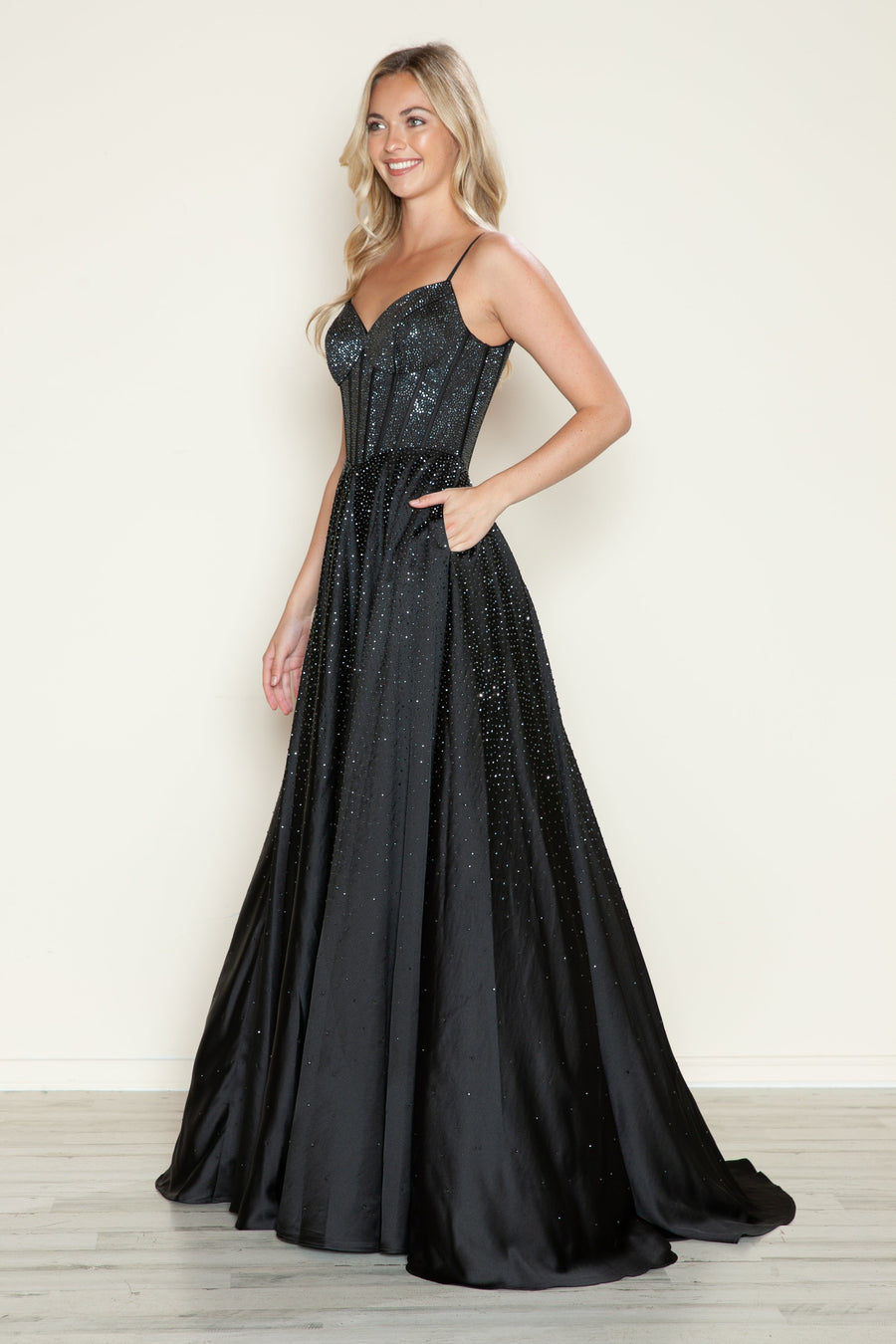 Prom Dresses Long Formal Beaded A Line Prom Dress Black