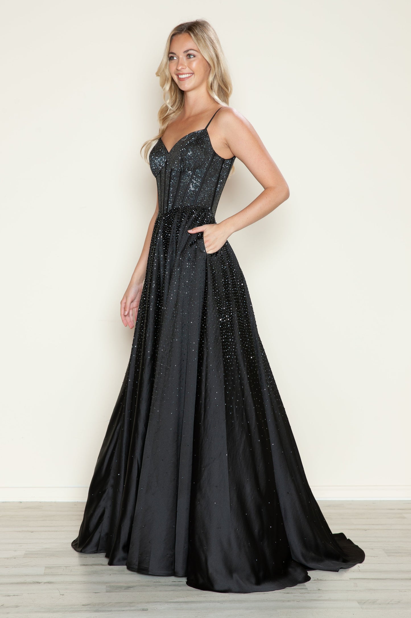 Prom Dresses Long Formal Beaded A Line Prom Dress Black