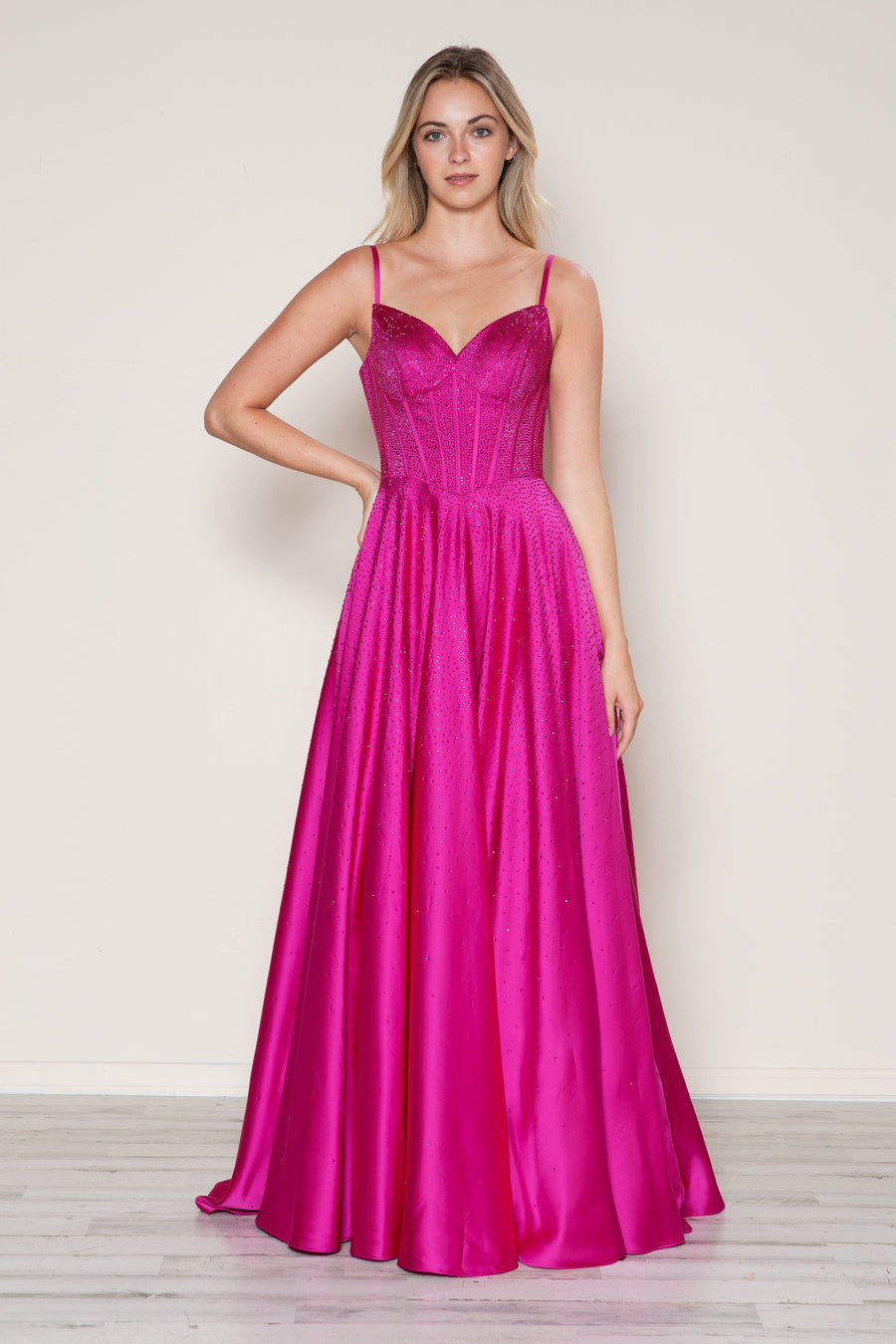 Prom Dresses Long Formal Beaded A Line Prom Dress Fuchsia