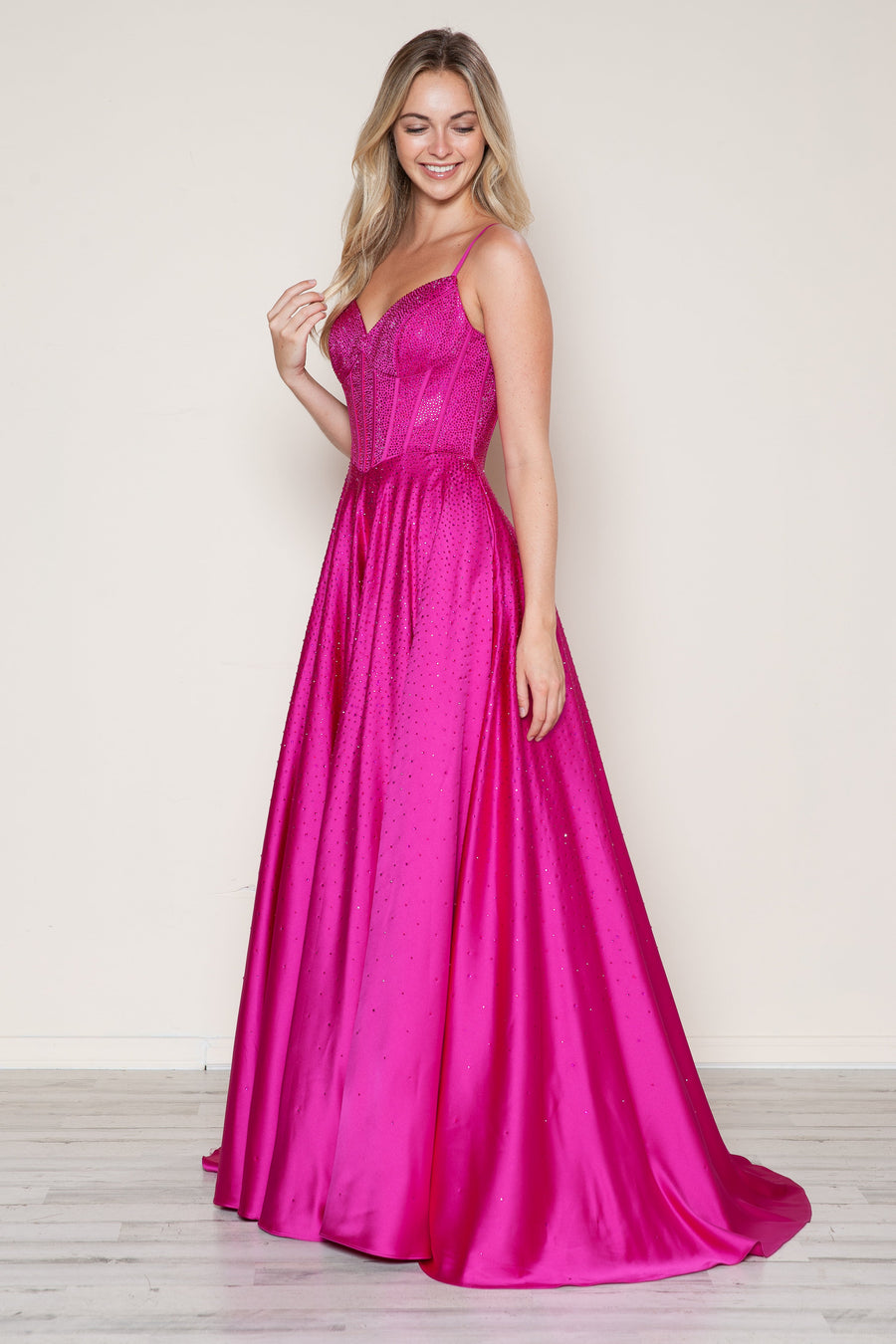 Prom Dresses Long Formal Beaded A Line Prom Dress Fuchsia