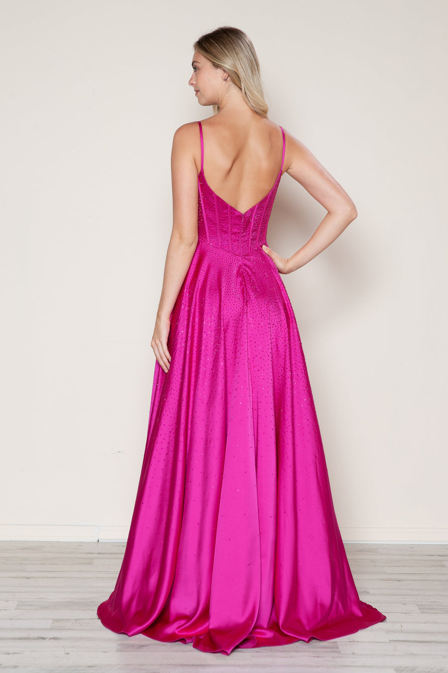 Prom Dresses Long Formal Beaded A Line Prom Dress Fuchsia