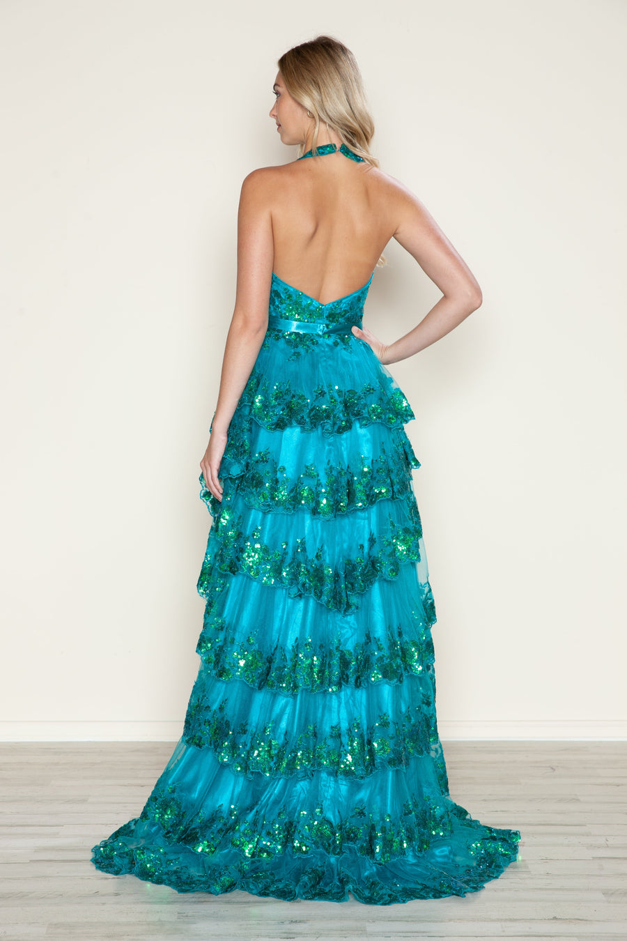 Prom Dresses Long A Line Slit Tiered Layered Formal Prom Dress Teal