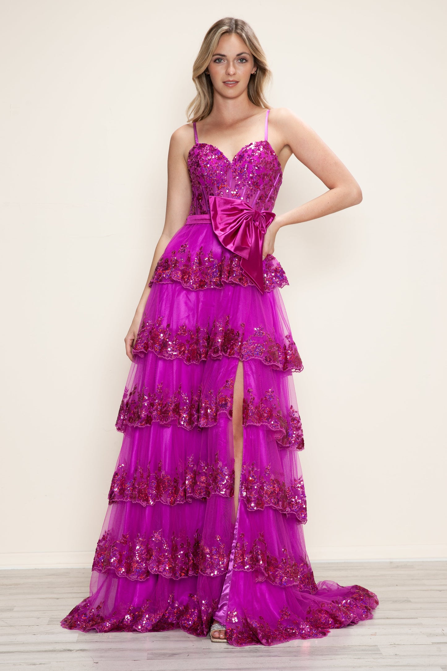 Prom Dresses Long Prom Sequin Formal A Line Dress Fuchsia