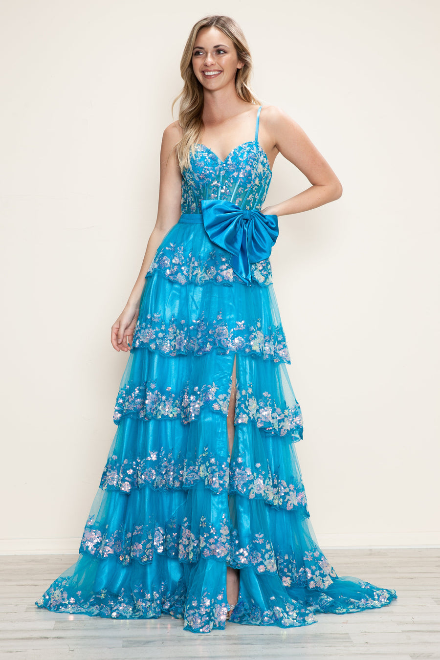 Prom Dresses Long Prom Sequin Formal A Line Dress Ocean Blue