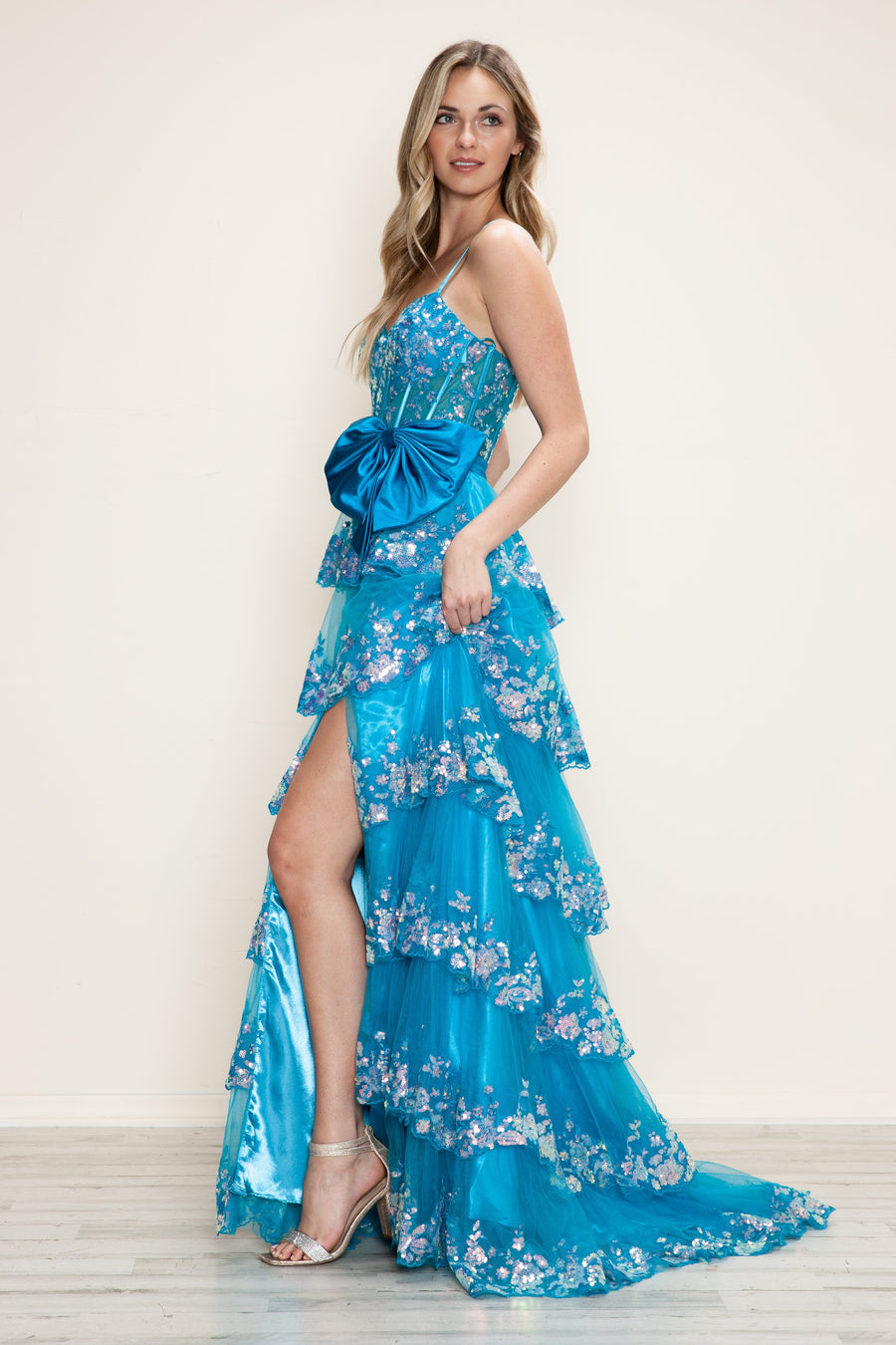 Prom Dresses Long Prom Sequin Formal A Line Dress Ocean Blue